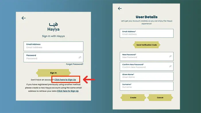 Hayya Portal Sign up and Login 