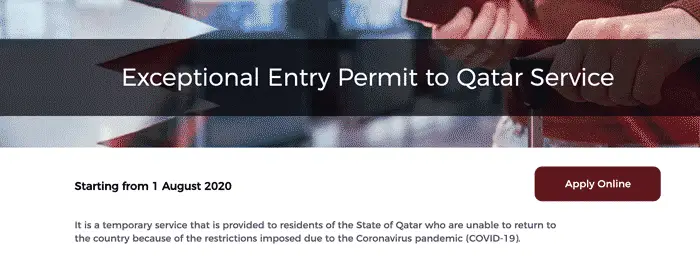 Apply Exceptional Entry Permit Return To Qatar Portal 1
