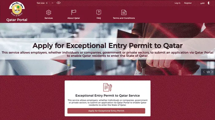 Apply Exceptional Entry Permit Return To Qatar Portal