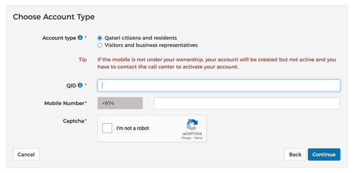 Tawtheeq Qatar National Authentication System (2024 Guide) How to create a new account on Tawtheeq Qatar Portal - Step 4