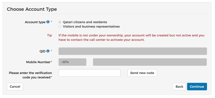 Tawtheeq Qatar National Authentication System (2024 Guide) How to create a new account on Tawtheeq Qatar Portal - Step 5