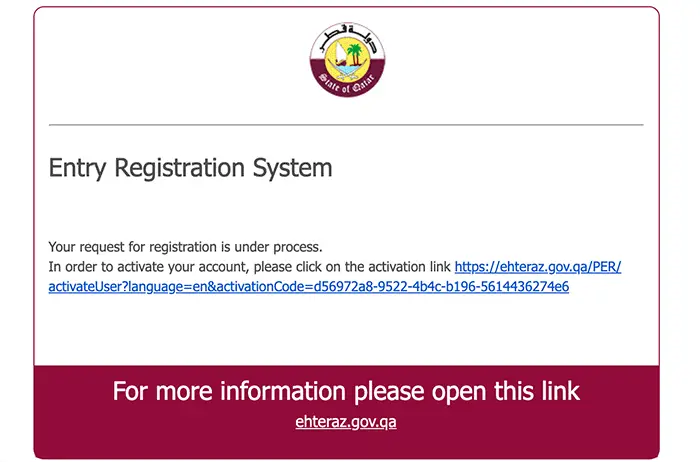 Ehteraz New User Registration Email