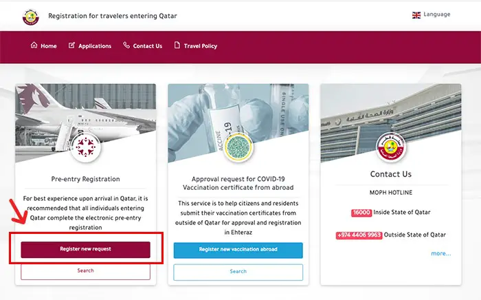 How To Do Ehteraz Pre-Travel Registration For Qatar Ehteraz Pre-Travel Registration New Request