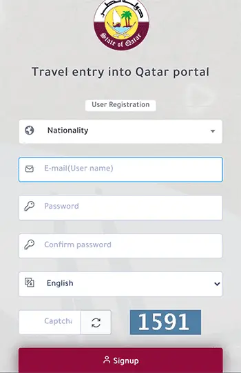 How To Do Ehteraz Pre-Travel Registration For Qatar Ehteraz Pre-Travel Registration-Website New User Registration Page
