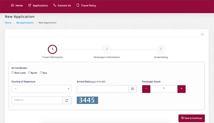 Ehteraz Pre-Travel Registration Website Steps