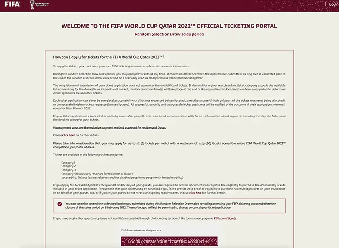 How To Apply Qatar World Cup Ticket Online Step 0