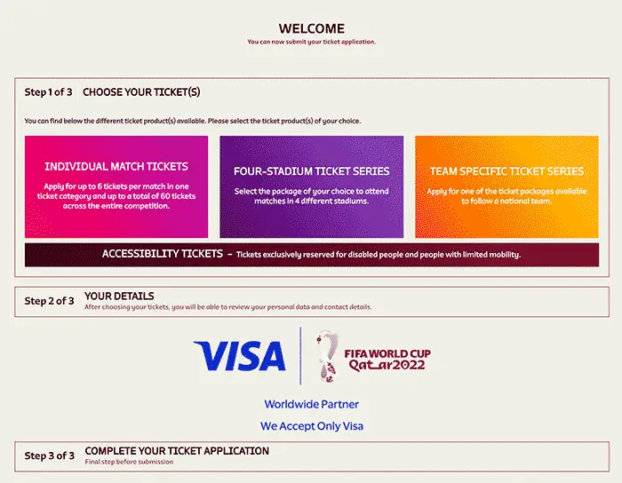 How To Apply Qatar World Cup Ticket Online Step 1