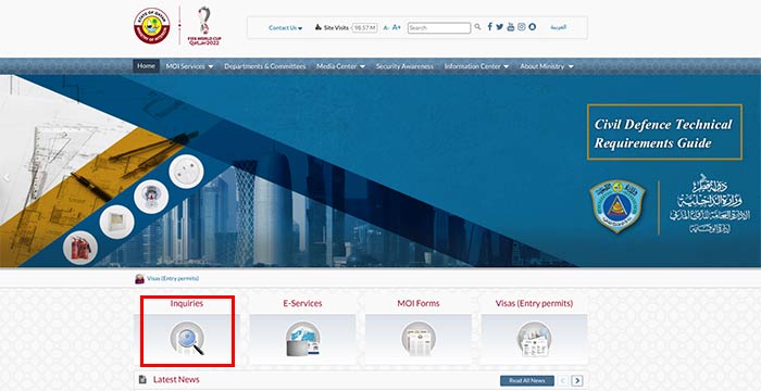 How To Check Qatar ID Status Online: Photos & Video (2023) Qatar Ministry of Interior Website Homepage