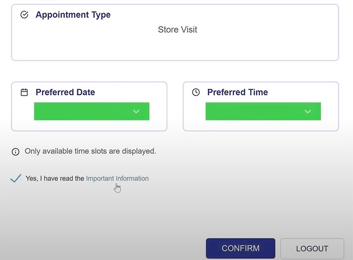 QDC Appointment Online Select Date And Time