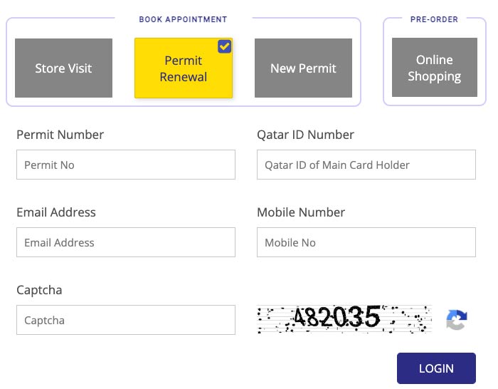 QDC Permit Renewal Online Login Form