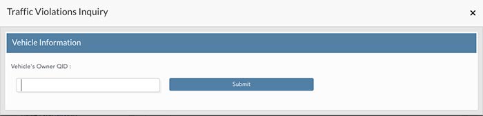 Enter Owner QID for Traffic Violations and Istimara Validity Check