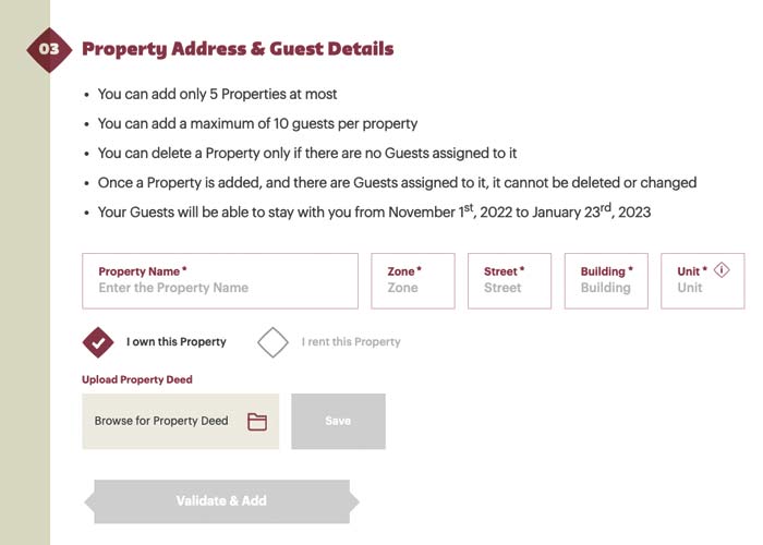 Hayya Portal Host Property Details