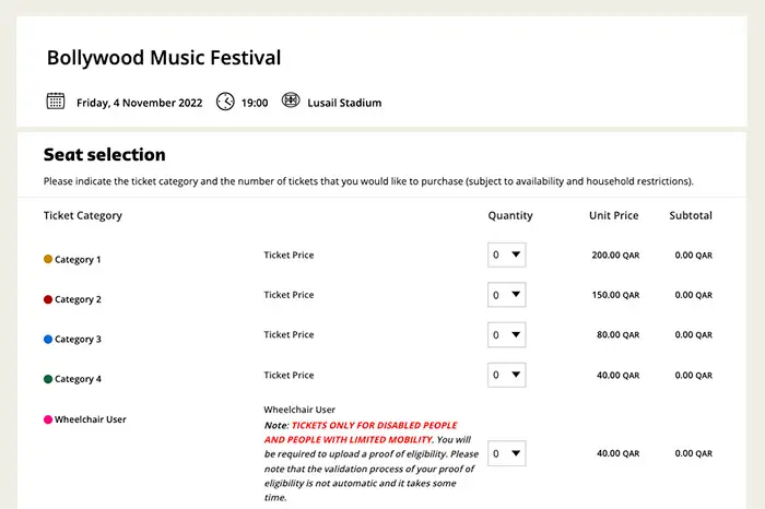 Bollywood Music Festival at Lusail Stadium: Tickets and FAQ Bollywood Music Festival Tickets