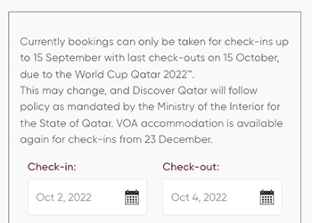 Visa on Arrival Message on Discover Qatar Website