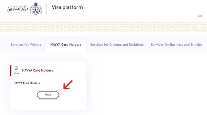Saudi Visa Platform Hayya Card Holders Apply