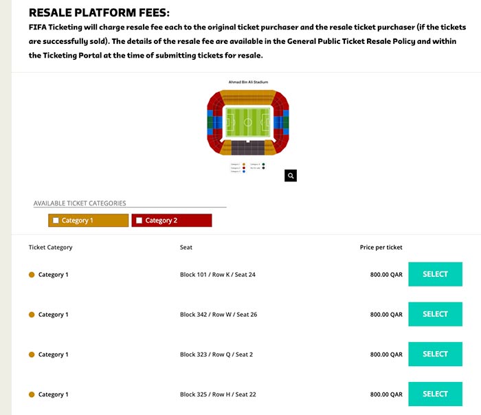 Select Tickets on Resale Platform