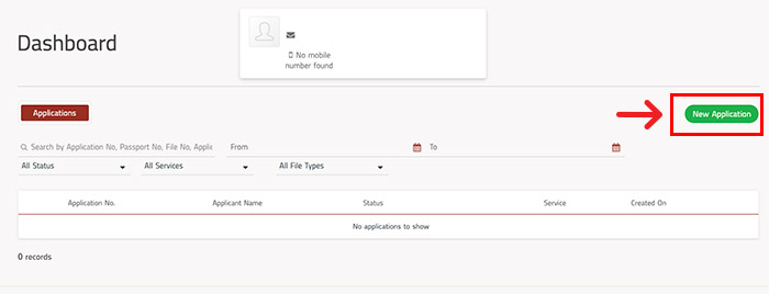 GDRFA Dashboard Dubai Visa New Application