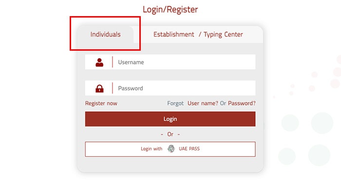 GDRFA Dubai Visa Login Page