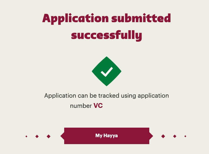 Hayya Application Submitted Successfully