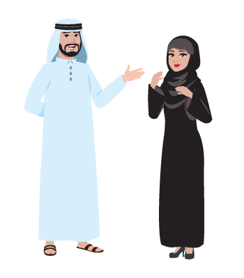 Illustration of Qatari Traditional Dress Male and Female