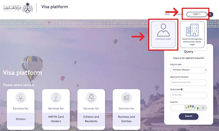 Saudi Visa Platform Login