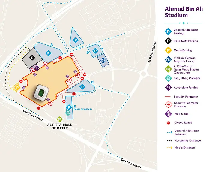 Al Rayyan Stadium Reaching By Car and Parking Map