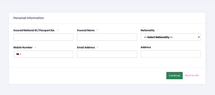 Car Insurance From QUB Website - Personal Details