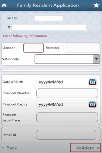 Qatar Family Residence Visa Metrash Fill Details