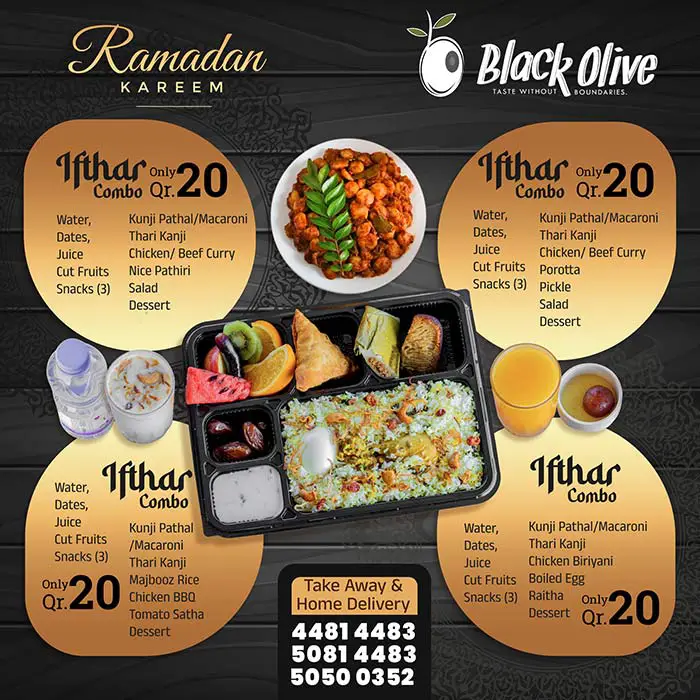 Best Iftar Deals in Doha: Iftar Box Kits Under QR 40 Black Olive Iftar Box 2023