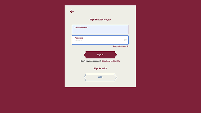 Hayya Login Page