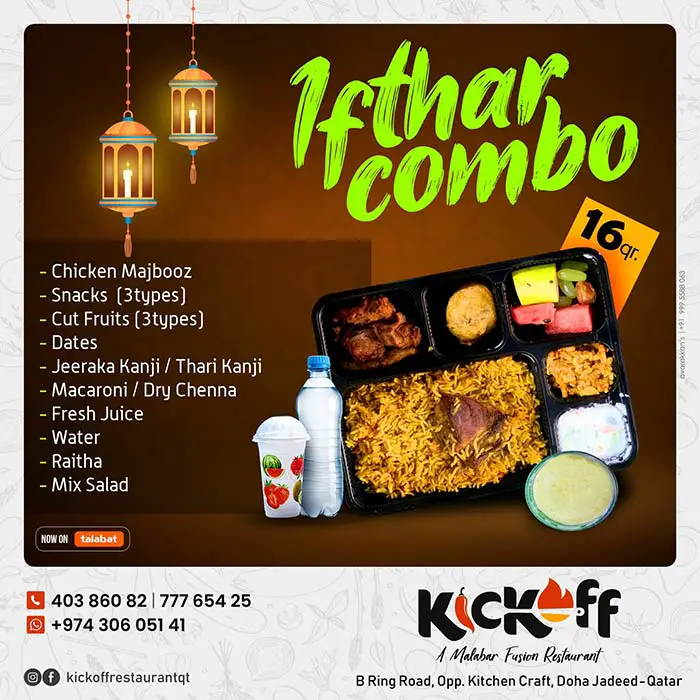 Best Iftar Deals in Doha: Iftar Box Kits Under QR 40 Kickoff Restaurant Iftar Combo 1