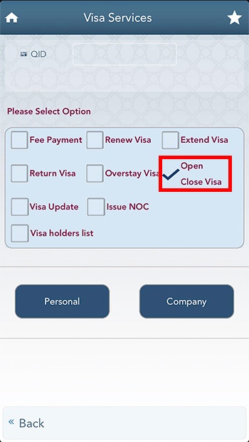 Open Close Visa Option in Metrash