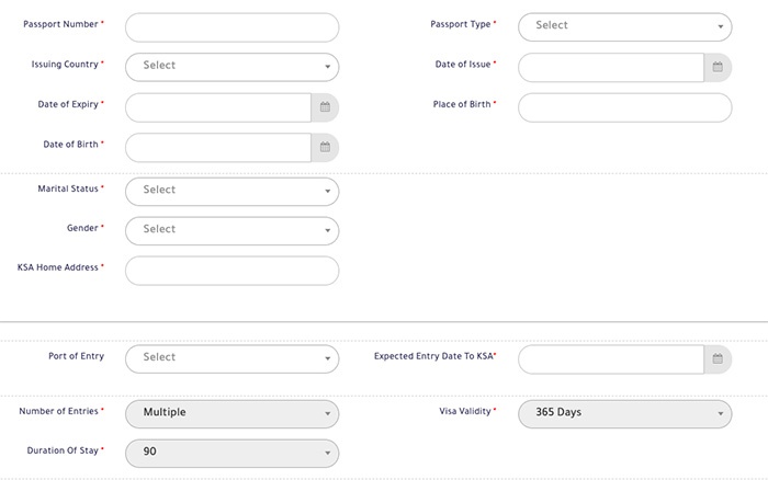 Saudi Visa - Enter Passport Details And Address