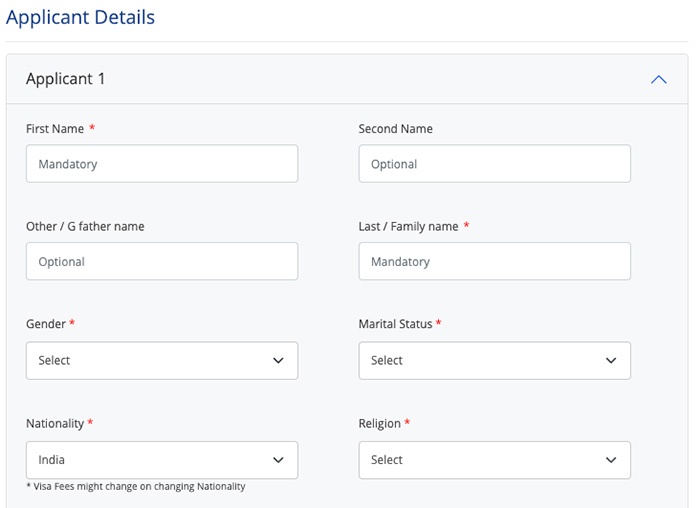 Tasheer Applicant Details