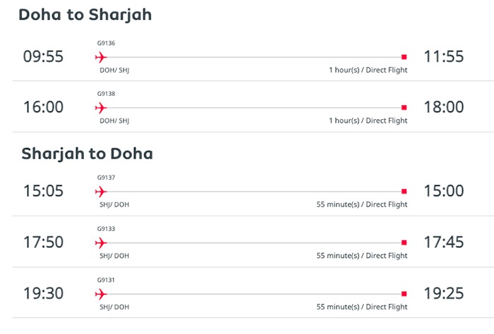 Air Arabia Doha - Sharjah Flights