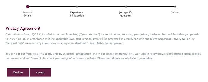 How To Apply For Qatar Airways Jobs (2023) Qatar Airways Privacy Agreement