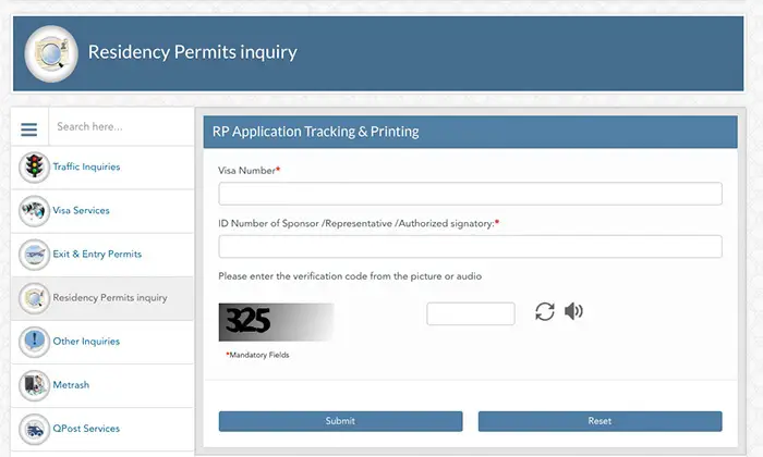 Residence Permit Tracking on MOI website