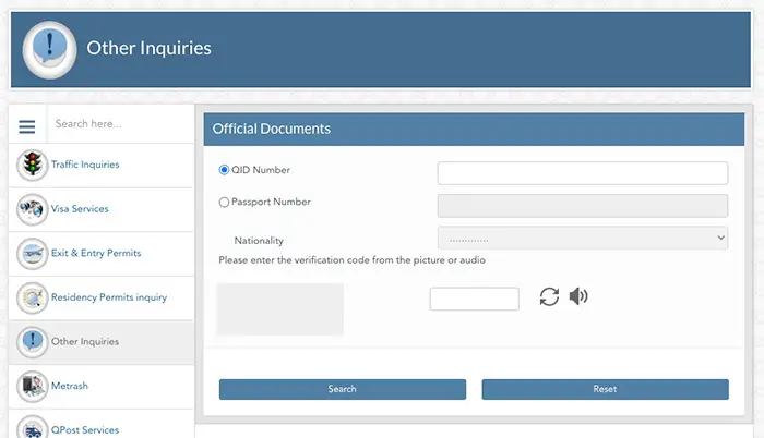 Check Qatar ID status on MOI portal