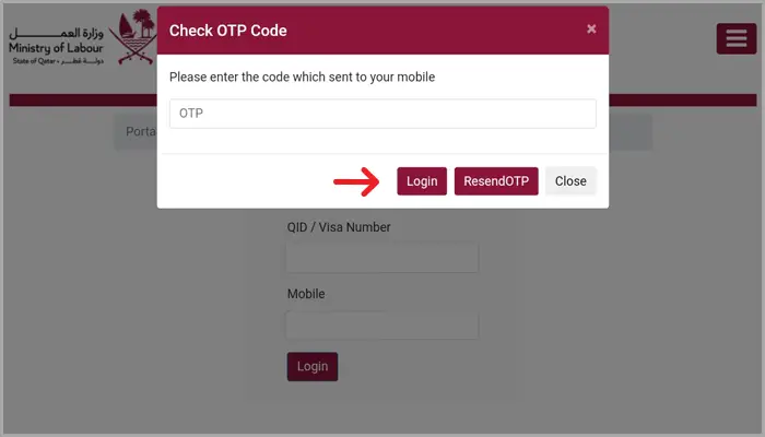 How to Check Labour Contract Online in Qatar (2023) Enter the OTP code