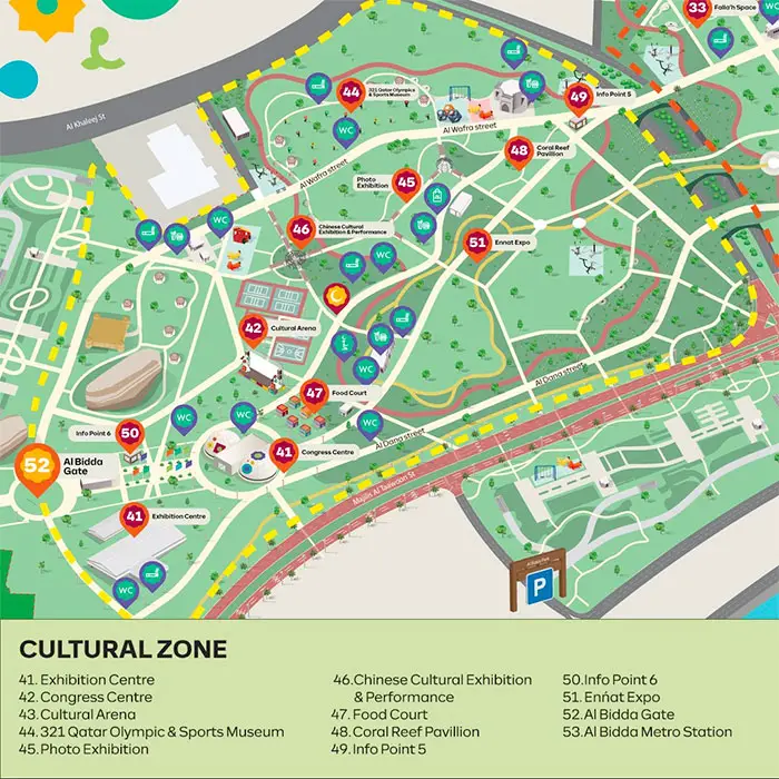 Expo 2023 Doha Visitor Guide: Map & Daily Events Schedule Map of the Cultural Zone of Expo 2023