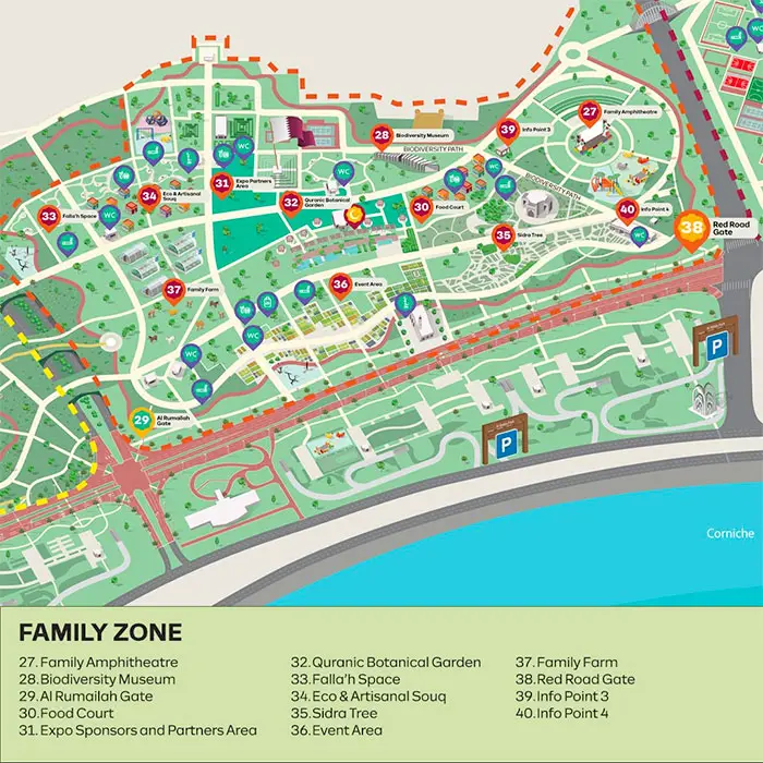 Expo 2023 Doha Visitor Guide: Map & Daily Events Schedule Map of the Family Zone of Expo 2023