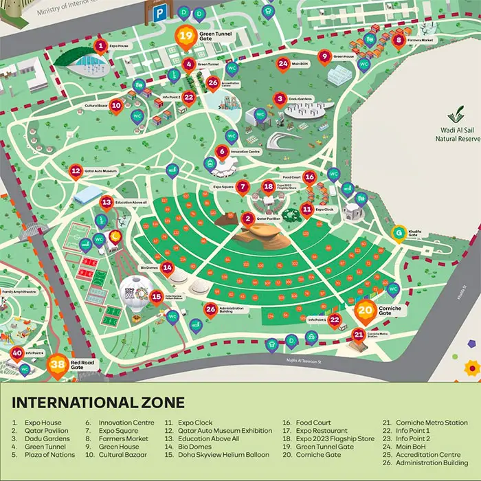 Expo 2023 Doha Visitor Guide: Map & Daily Events Schedule Map of the International Zone of Expo 2023