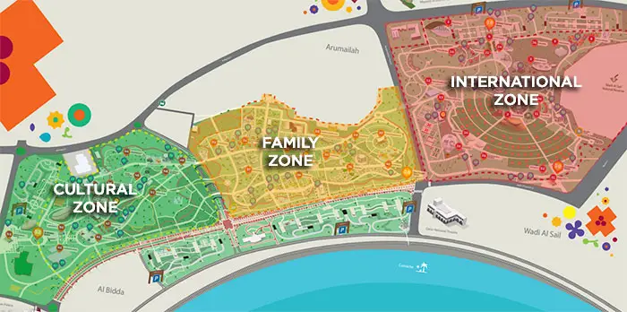 Expo 2023 Doha Visitor Guide: Map & Daily Events Schedule Map of three zones at Expo 2023