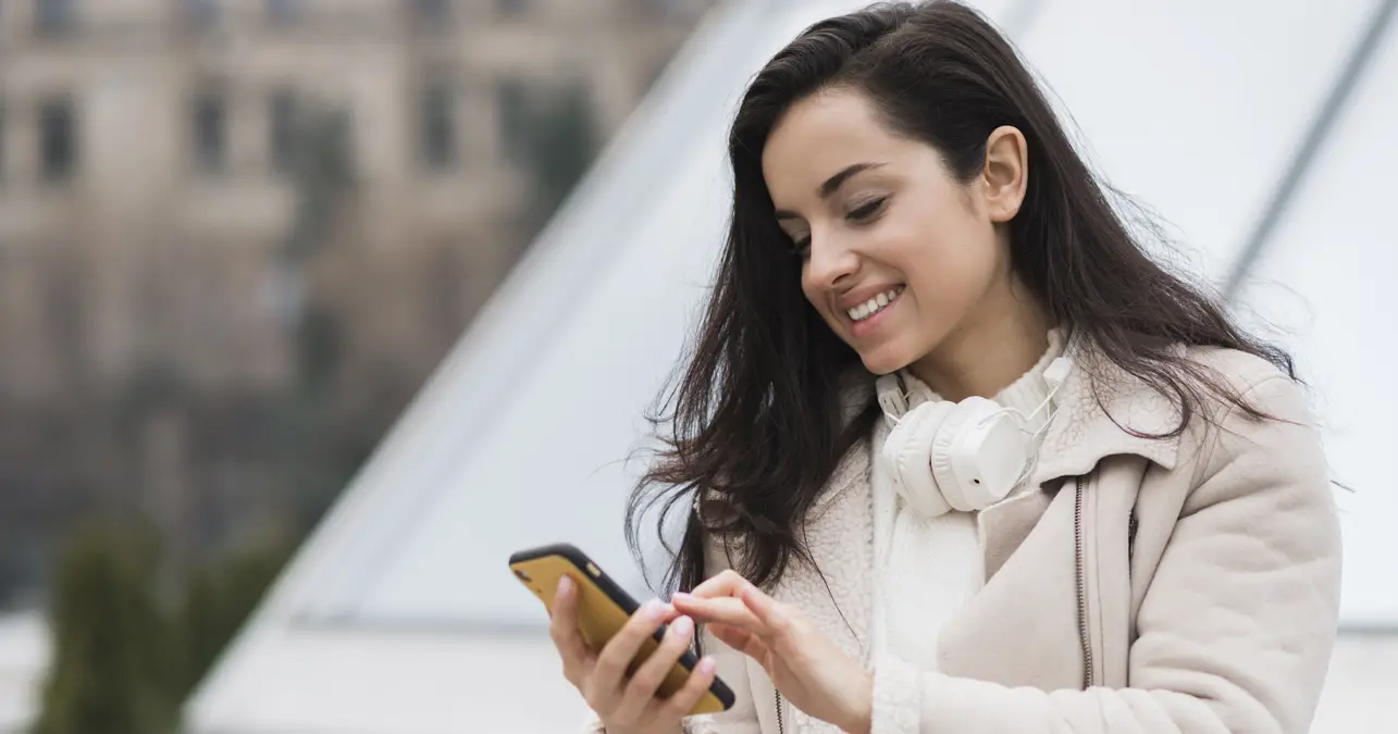 Woman holding smartphone